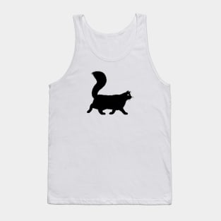 Black Cat with Long Fluffy Tail Tank Top